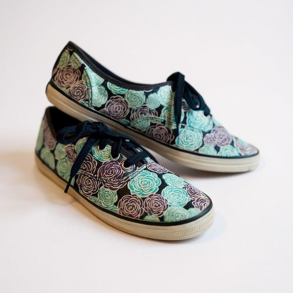 Taylor Swift Limited Collection Keds Champion Rose Sz 8.5 Blue Purple Floral - Picture 10 of 10